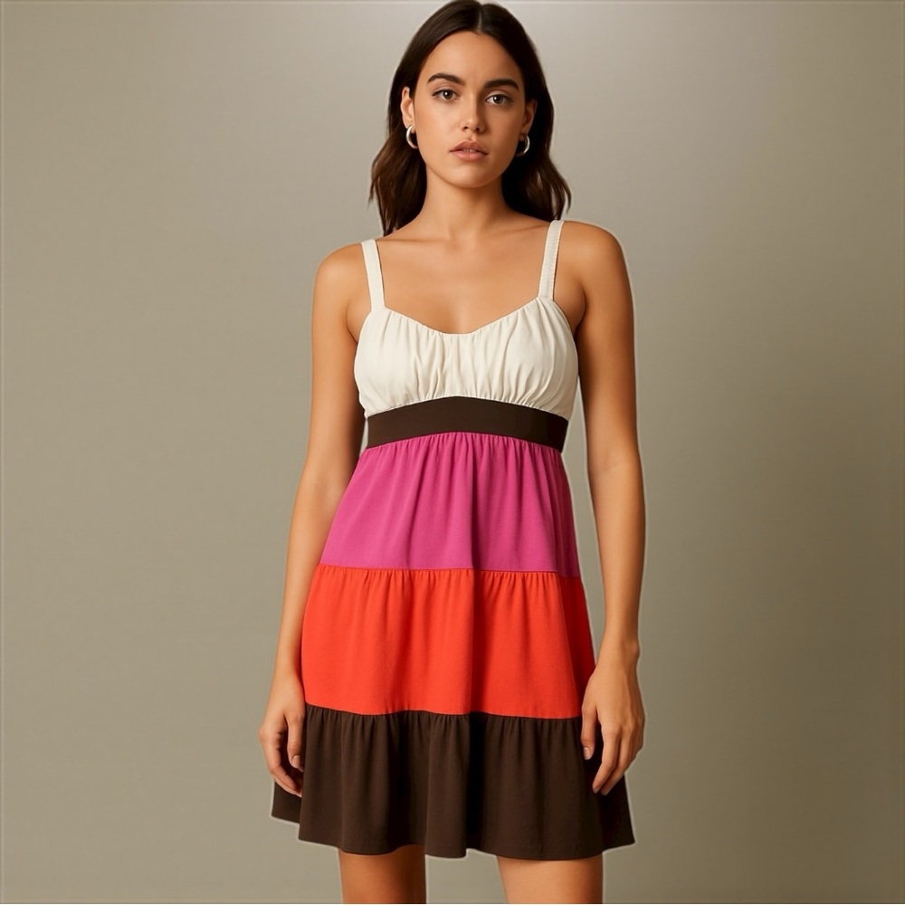 Vintage Y2K Candies Colorblock Strappy Beaded Dress Small